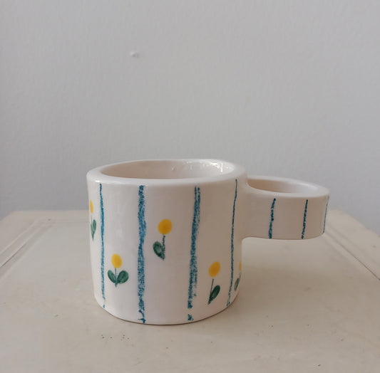 Tazzina righe e fiori